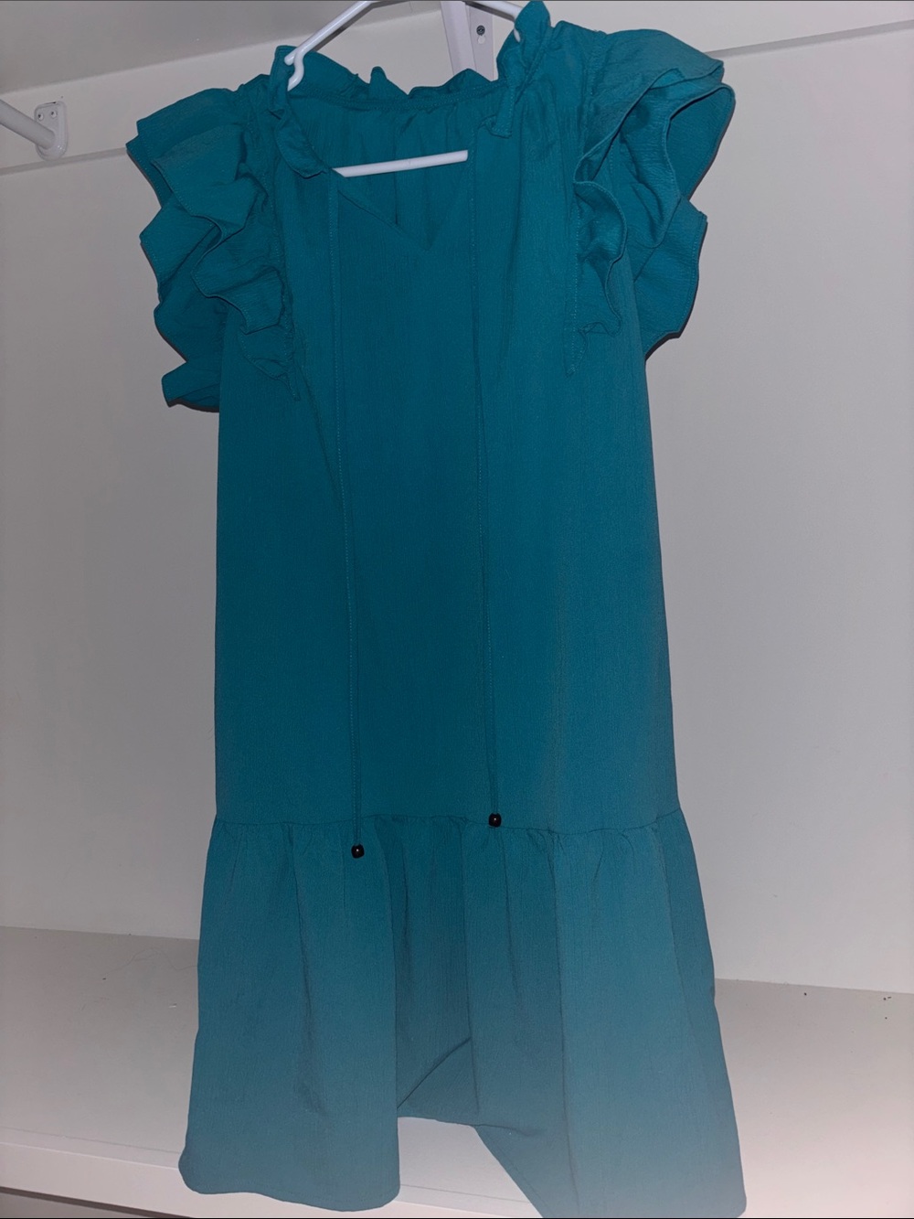 Amazon Ruffled Shift Dress - Teal